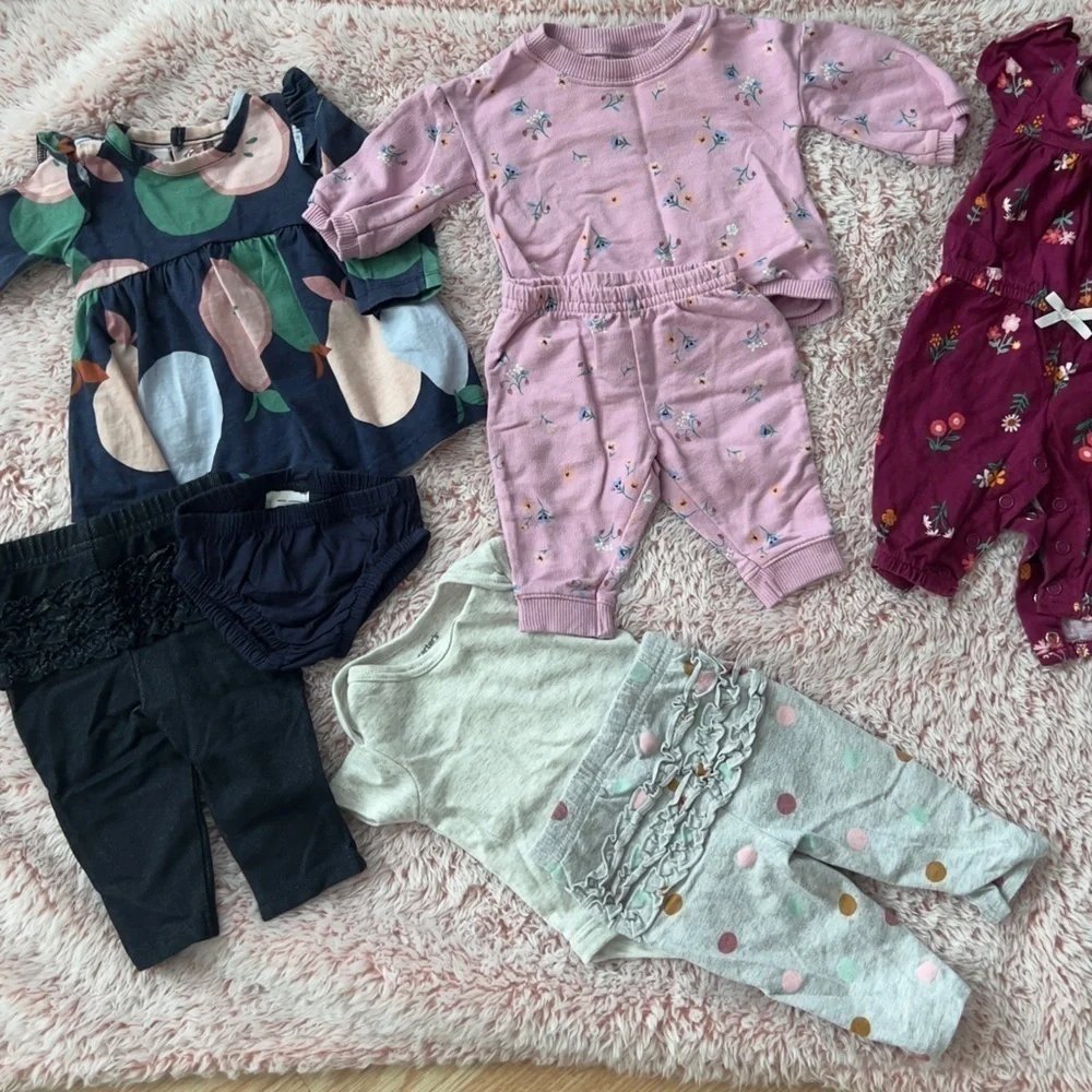 Bundle of Baby Girl Infant Newborn Tops Pants Jumpsuit Dress Diaper Cover